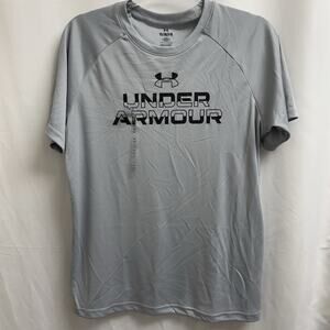 Under Armour Loose Fit T-Shirt Boys Youth Large Gray Short Sleeve